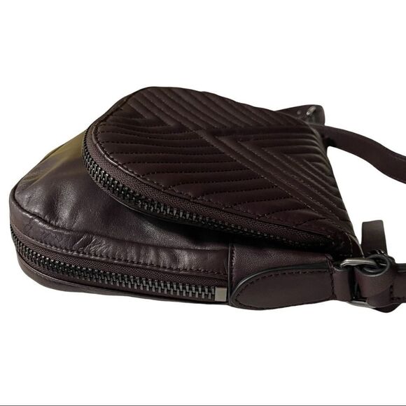 VINCE CAMUTO Bailey Dark Purple Vamp Leather Zip Around Crossbody Bag - Picture 6 of 14